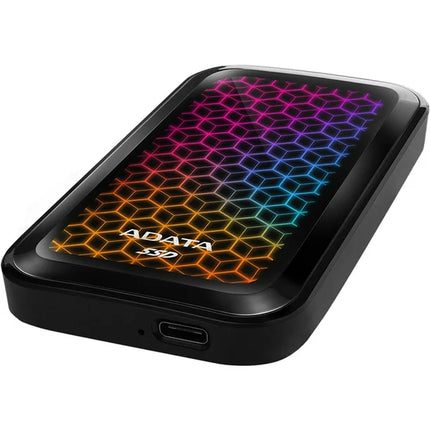 Disco Duro Externo Sólido ADATA SE770G | 1TB | USB 3.2 Gen2 | RGB | Lectura 1000 MB/s | Escritura 800 MB/s | ASE770G-1TU32G2-CBK