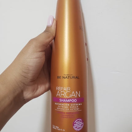 Shampoo Reparador Argán Placent Life | 350ml | Nutrición y brillo para cabello dañado o seco