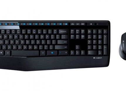 Empaque completo Logitech MK345 con teclado, mouse y receptor