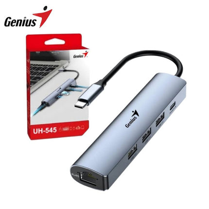 Hub Genius RS2 UH-545 | 4 Puertos USB 2.0 | Alámbrico | Color Gris | Diseño compacto y portátil