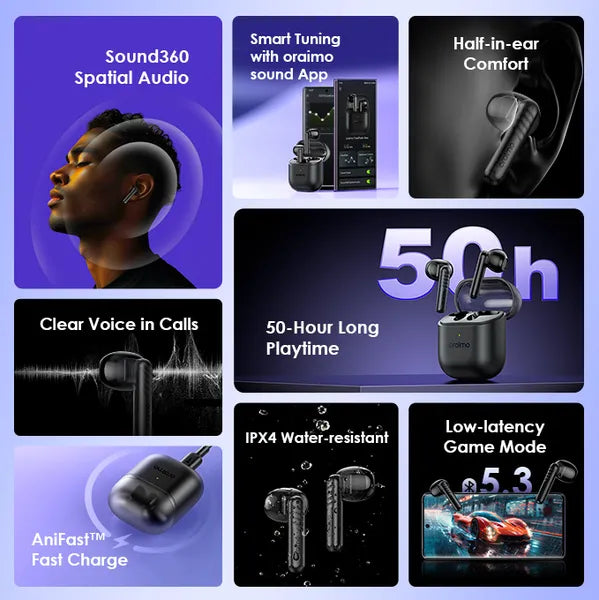 Audífono Oraimo FreePods Neo | Inalámbrico Bluetooth | IPX4 | OTW-330S