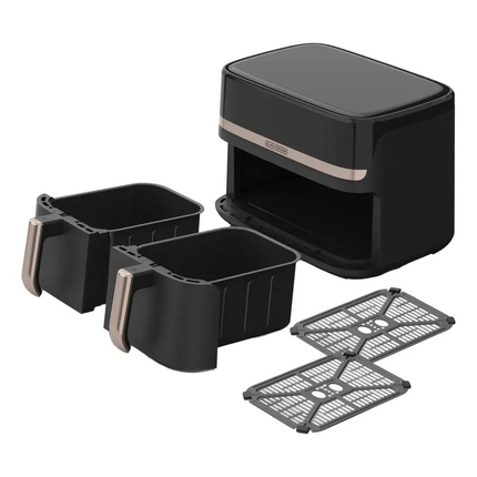 Freidora de Aire Black+Decker Purifry Digital AFBD92‑1BDLA | 9 L (2 × 4.5 L) | 1700 W | 9 Funciones | Panel Táctil | Negro/Champagne