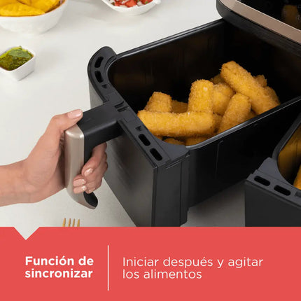 Freidora de Aire Black+Decker Purifry Digital AFBD92‑1BDLA | 9 L (2 × 4.5 L) | 1700 W | 9 Funciones | Panel Táctil | Negro/Champagne