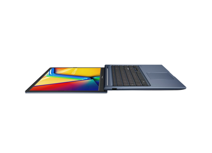 ASUS Vivobook 15 azul cerrada mostrando diseño exterior y logo ASUS