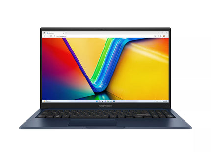 Laptop ASUS Vivobook 15 azul F1504VA-SB31 vista frontal con pantalla encendida