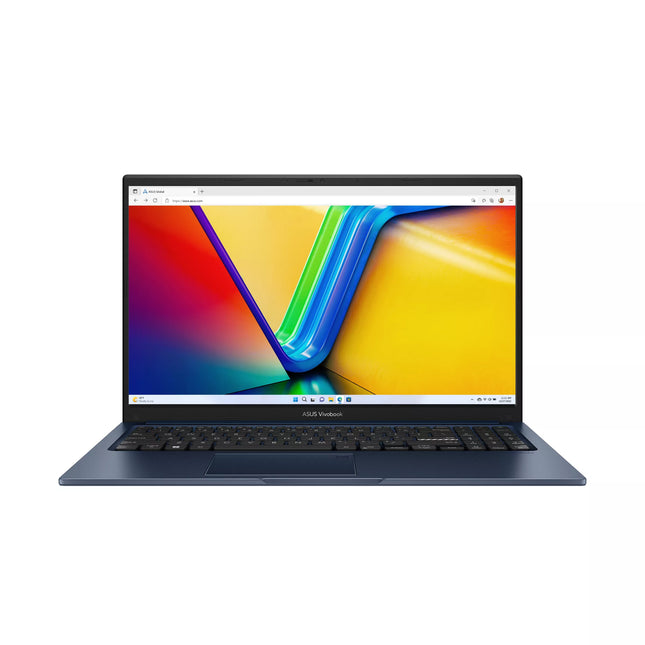 Laptop ASUS Vivobook 15 azul F1504VA-SB31 vista frontal con pantalla encendida