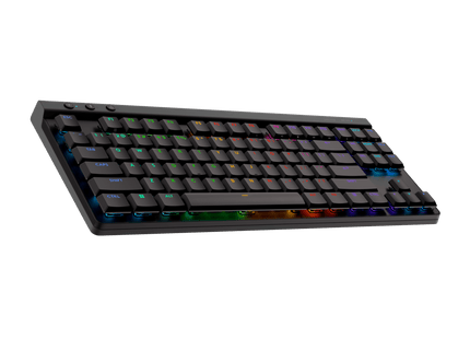 Vista lateral teclado Logitech G515 mostrando diseño ultradelgado TKL