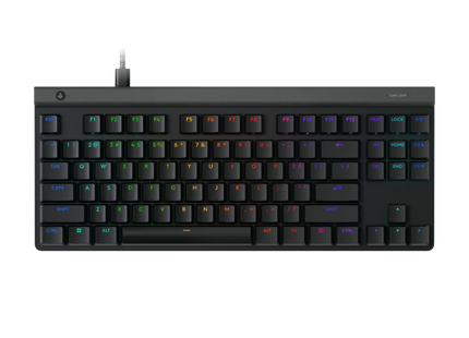 Teclado gaming Logitech G515 TKL mecánico con iluminación RGB multicolor vista frontal completa