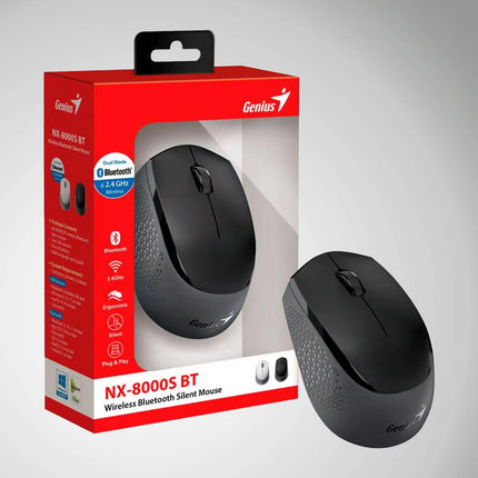 Mouse Genius RS2 NX-8000S | Inalámbrico con receptor USB | Sensor óptico 1200 DPI | Diseño compacto | Color Negro