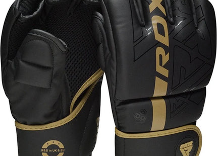 RDX Guantes de Grappling MMA Negro/Dorado, F6 Kara