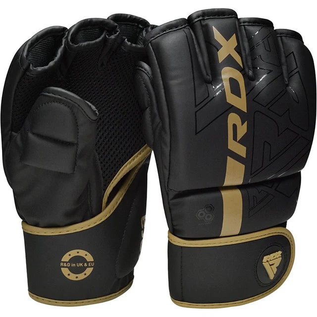 RDX Guantes de Grappling MMA Negro/Dorado, F6 Kara