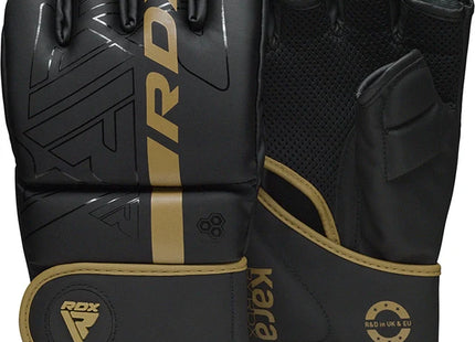 RDX Guantes de Grappling MMA Negro/Dorado, F6 Kara