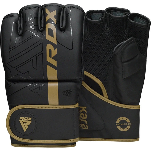 RDX Guantes de Grappling MMA Negro/Dorado, F6 Kara