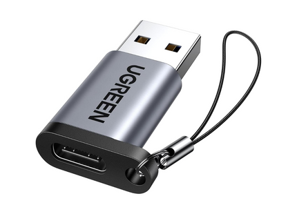 Adaptador UGREEN US276 USB-A 3.0 a USB-C color gris vista frontal