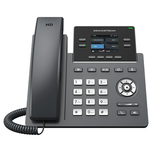 Grandstream GRP2612P Teléfono IP de 4 Líneas, 4 Cuentas SIP, PoE y Pantalla Color de 2.4"