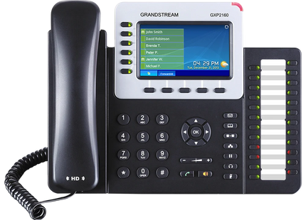 Grandstream GXP2160 Teléfono IP de 6 Líneas, 6 Cuentas SIP, PoE, Gigabit y Pantalla Color de 4.3"