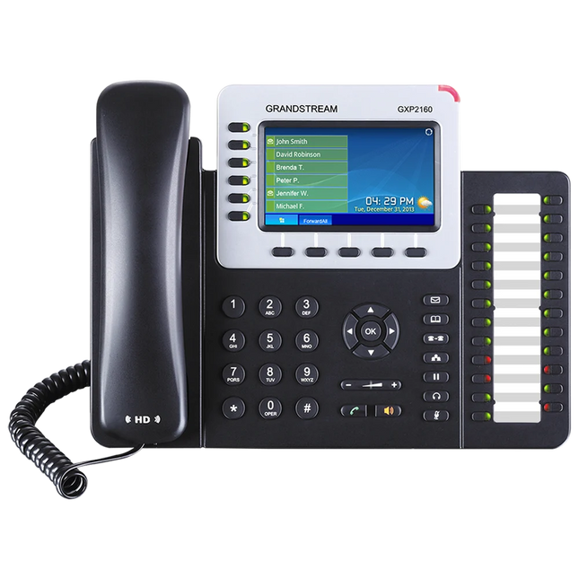 Grandstream GXP2160 Teléfono IP de 6 Líneas, 6 Cuentas SIP, PoE, Gigabit y Pantalla Color de 4.3"