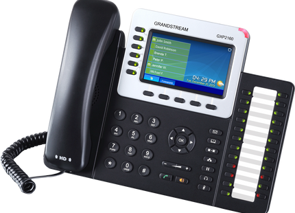 Grandstream GXP2160 Teléfono IP de 6 Líneas, 6 Cuentas SIP, PoE, Gigabit y Pantalla Color de 4.3"