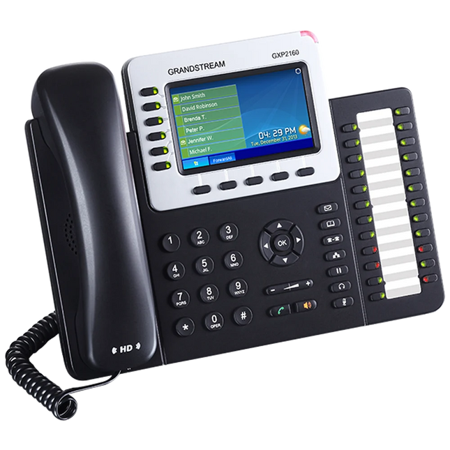 Grandstream GXP2160 Teléfono IP de 6 Líneas, 6 Cuentas SIP, PoE, Gigabit y Pantalla Color de 4.3"