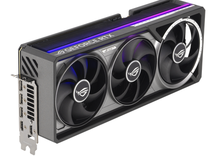 ASUS ROG Astral RTX 5080 - vista angular de puertos de entrada/salida