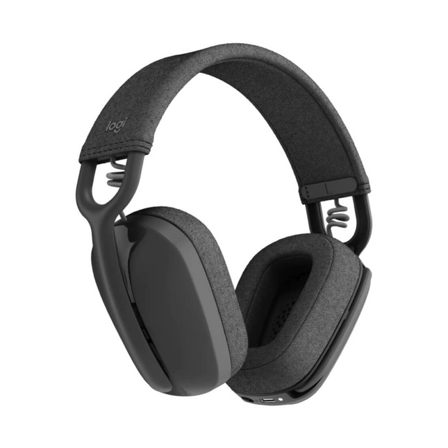 Headset Logitech Zone Vibe 100 grafito vista frontal con micrófono