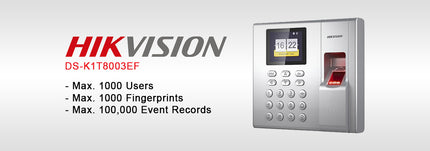 Control de Acceso Hikvision DS-K1T8003EF | Terminal de Acceso por Huella Digital con Pantalla LCD de 2.4 Pulgadas | EM Incorporado