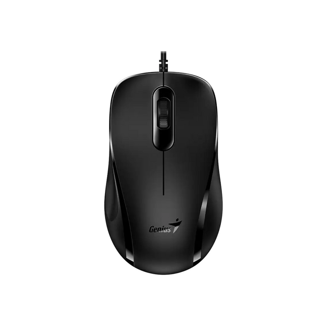 Mouse Genius DX-101 alámbrico negro con cable USB vista frontal