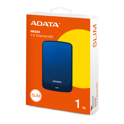Disco Duro Externo ADATA HV320 | 1TB | 2.5” | USB 3.2 Gen1 | Azul | Ultra Delgado | Protección Antigolpes