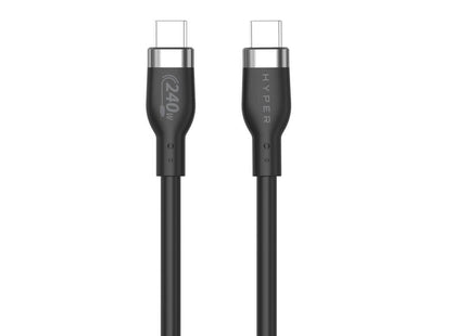 Targus HyperJuice cable USB-C a USB-C 240W silicona negro - vista frontal del producto
