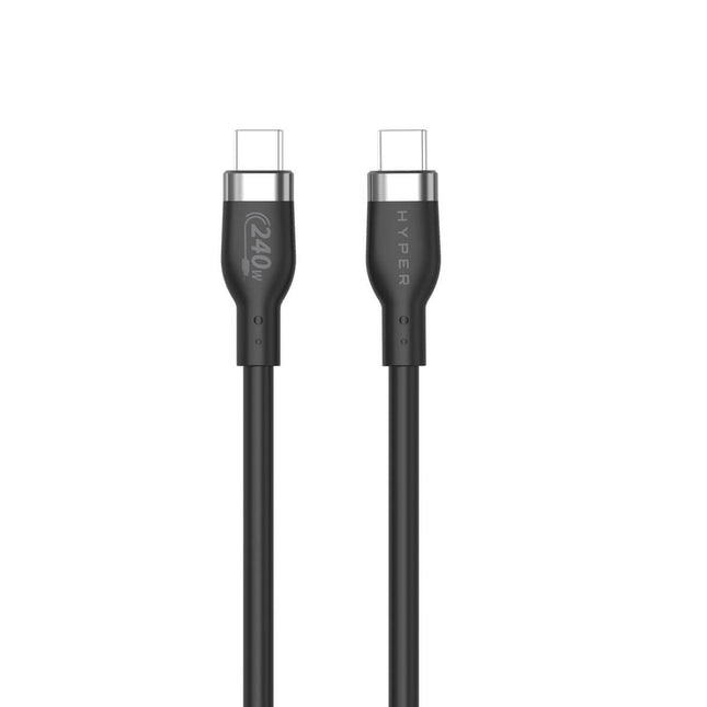 Targus HyperJuice cable USB-C a USB-C 240W silicona negro - vista frontal del producto