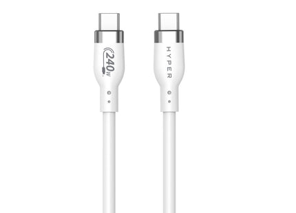 Targus HyperJuice cable USB-C a USB-C 240W silicona blanco - vista frontal del producto