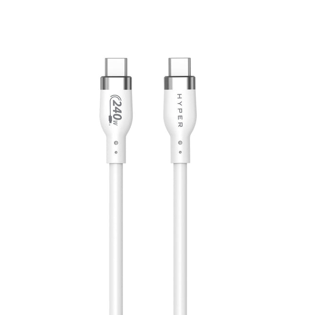 Targus HyperJuice cable USB-C a USB-C 240W silicona blanco - vista frontal del producto