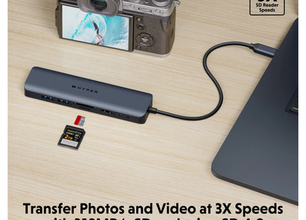 Targus Hub Hyper HyperDrive Next USB-C 7 Puertos Azul Noche HD4003GL - vista de puertos
