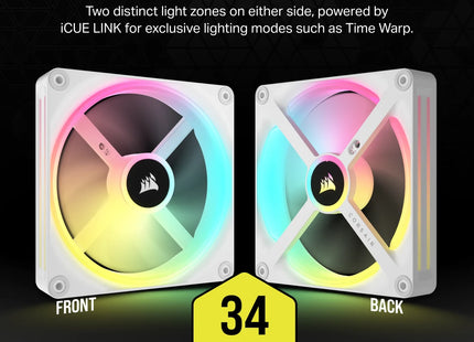 Abanico Corsair QX140 140mm RGB PWM | iCUE | Hub Incluido | Blanco | CO-9051008-WW
