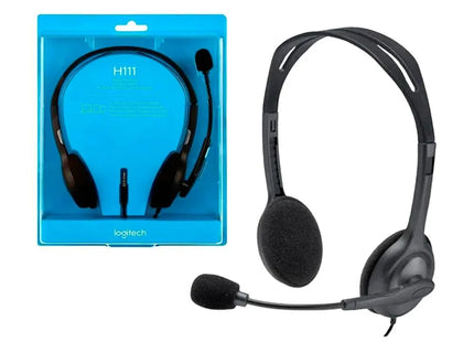 Micrófono rotatorio flexible del headset Logitech H111 vista de detalle