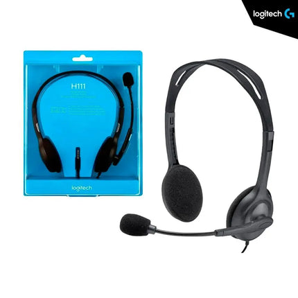 Headset Logitech H111 Stereo Black | Alámbrico | Micrófono Rotatorio