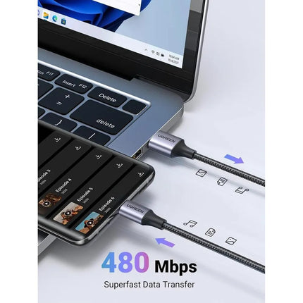 Cable UGREEN US288 | USB-A a USB-C | 3A | 2m | Carga Rápida | Negro