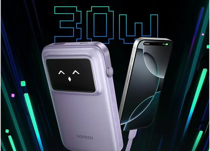 Power Bank UGREEN PB511 35604B | 10000mAh | USB-C 30W Carga Rápida | Display TFT | Cable USB-C Integrado