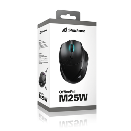 Mouse Sharkoon OfficePal M25W | Inalámbrico | Con Receptor USB | Diseño Ergonómico | Negro