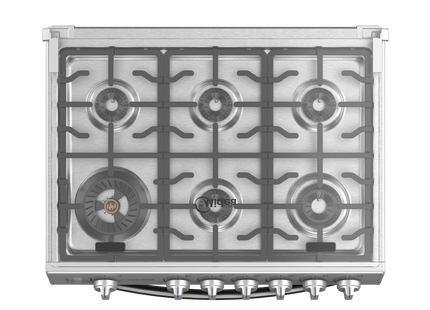 Midea Cocina de gas de 30" 6 quemadores Acero inoxidable, MGS30FS1LIFSSSF