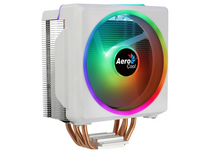 Abanico AeroCool Cylon 4F WH ARGB PWM 4P para CPU | Tecnología Heat Core Touch | 4 Tubos de Calor Térmico | Iluminación LED RGB | Blanco
