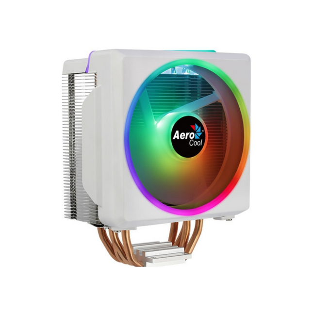 Abanico AeroCool Cylon 4F WH ARGB PWM 4P para CPU | Tecnología Heat Core Touch | 4 Tubos de Calor Térmico | Iluminación LED RGB | Blanco