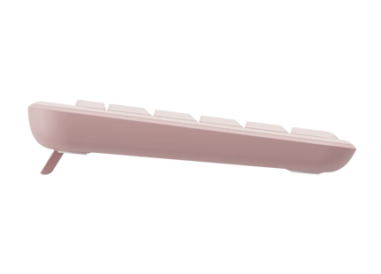 Empaque y contenido completo del teclado Logitech K250 rosa
