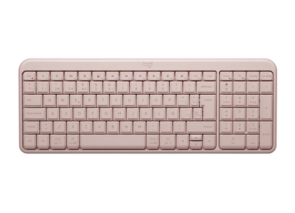 Vista posterior del teclado Logitech K250 con compartimento de pilas