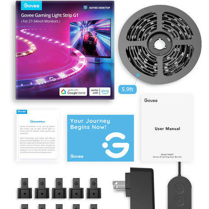 Luces Govee Gaming Strip G1 H6609 | RGBIC | Sincronización de Audio | Personalización con App