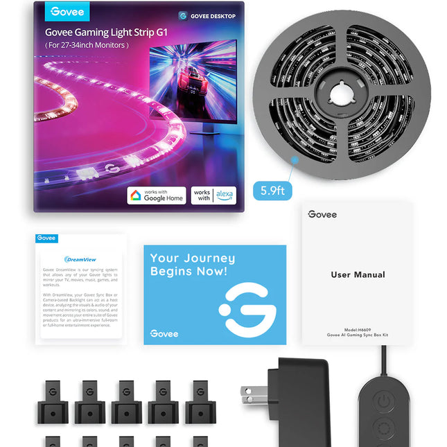 Luces Govee Gaming Strip G1 H6609 | RGBIC | Sincronización de Audio | Personalización con App
