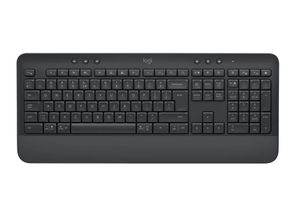Teclado inalámbrico Logitech K650 vista frontal completa con palm rest integrado