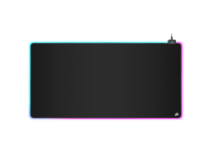 Mouse Pad Gaming Corsair MM700 RGB Extended 3XL vista frontal completa con iluminación RGB activada