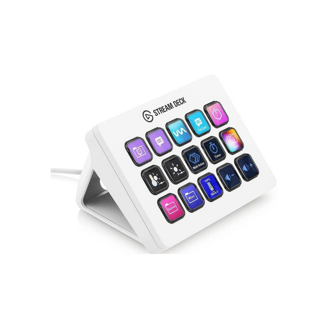 Teclado para Streaming Elgato Stream Deck MK2 | 15 Botones LCD | Personalizable | USB | Color Blanco
