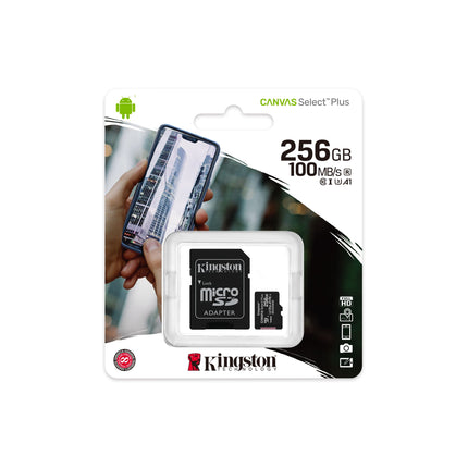 Memoria MicroSD Kingston Canvas Select Plus | 256GB | Clase 10 UHS-I | SDCS2/256GB | A1 | 100MB/s